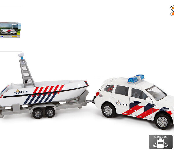 521577 2-Play Politie Die Cast pull back Outlander met politieboot