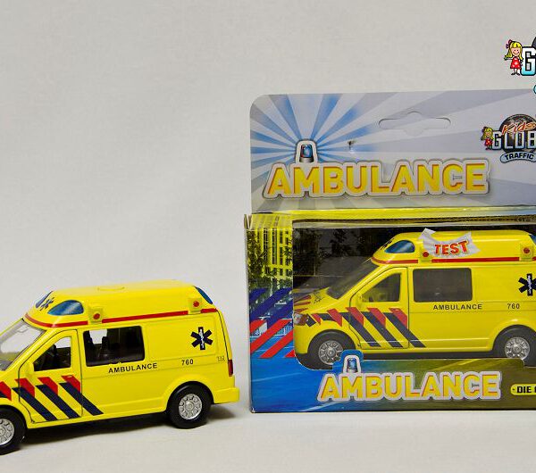 510643 Kids Globe Ambulance Die Cast pull back met L/G