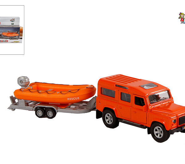 521714 Kids Globe Die Cast Land Rover met reddingsboot 27cm