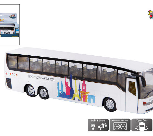 510761 Kids Globe Die Cast Pull back Bus met L/G