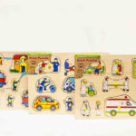 610067 Puzzel hout politie/ambulance/brandweer 30x22cm