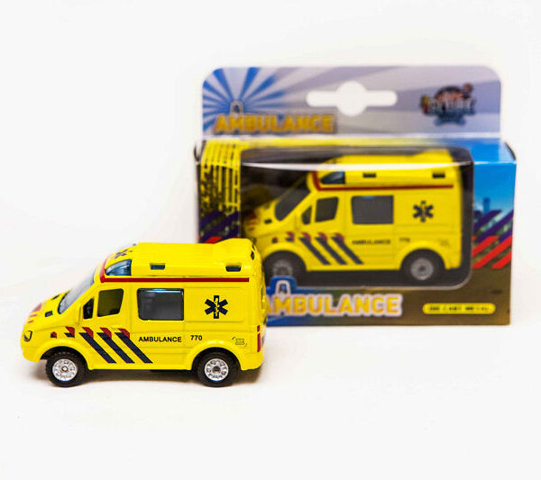 520085 Kids Globe Die Cast pull back ambulance 8cm