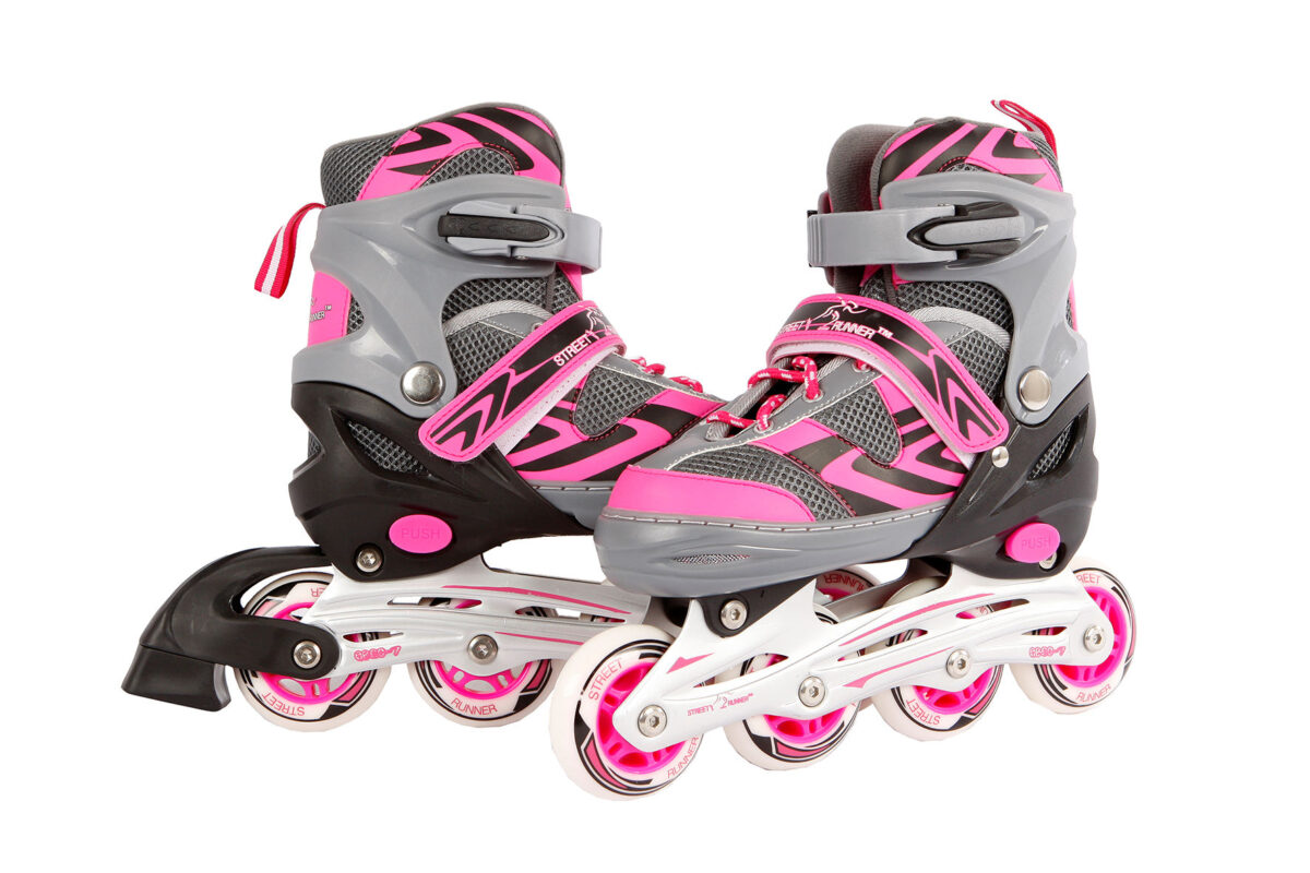 720234 Inline skates roze/grijs abec7 alu frame verstelbaar 31-34