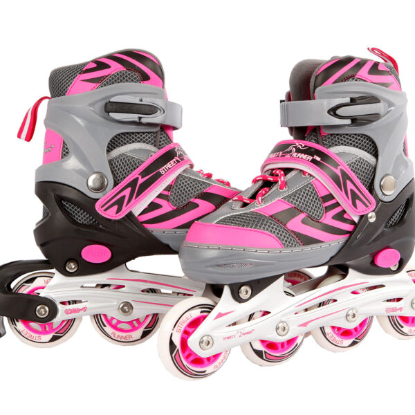 720234 Inline skates roze/grijs abec7 alu frame verstelbaar 31-34