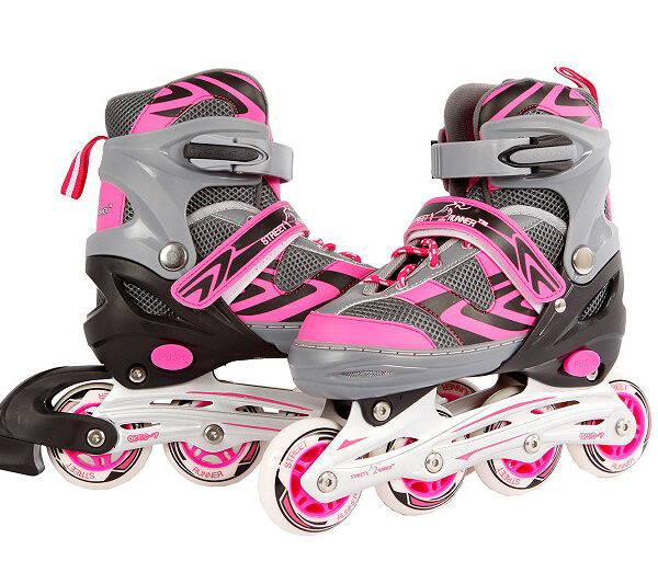 720236 Inline skates roze/grijs abec7 alu frame verstelbaar 39-42