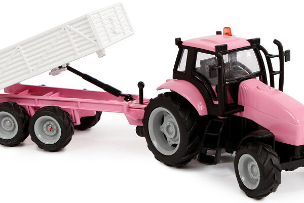 510241 Kids Globe tractor met aanhanger 25cm met L/G roze