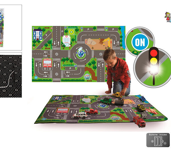 570271 Kids Globe verkeerskleed met led verkeerslichten 72x120cm