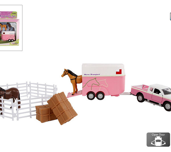 520205 Kids Globe Mitsubishi met paardentrailer roze Die Cast