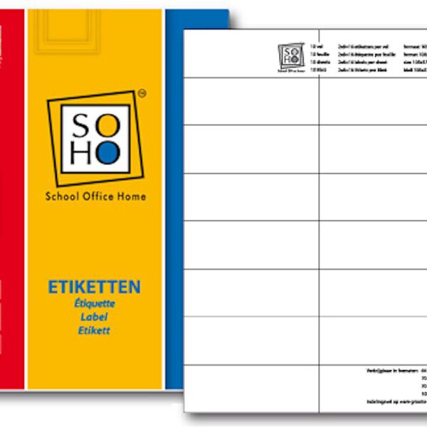 37606 SOHO Etiketten A4 105x37mm 10 vel a 16 stuks