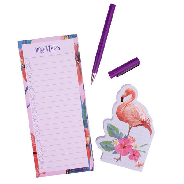 NPFL/GE Notitieblok set 2 stuks met pen Flamingo
