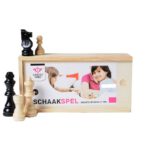 150000 Schaakstukken in kistje 77 mm, essenhout