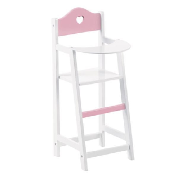 604095 Poppen kinderstoel wit/roze 26,5x21,5x53cm