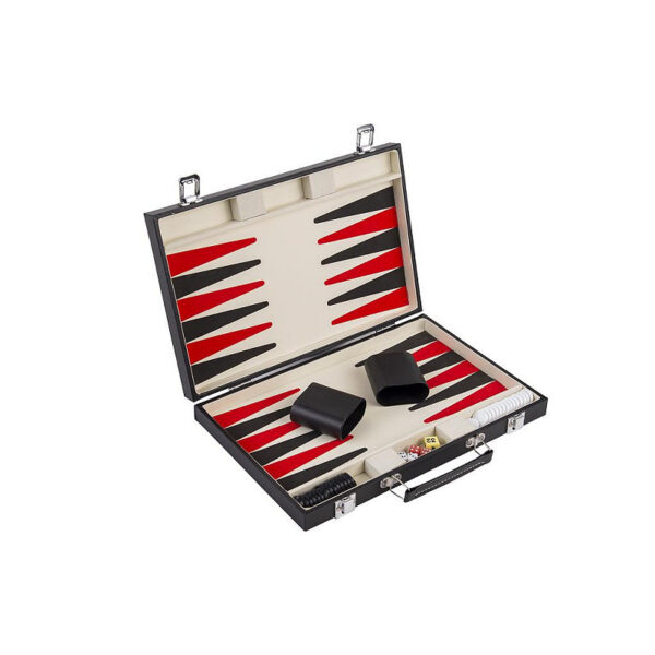 250505 Backgammon in 15 inch lederen koffer 36x36x5cm