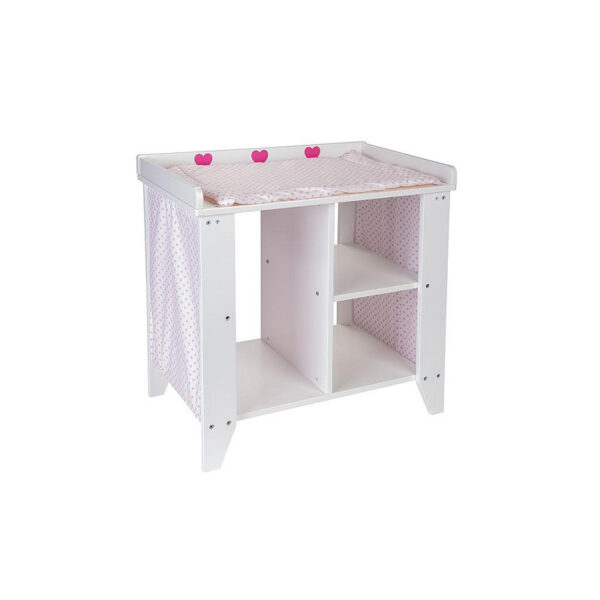 604080 Poppen Commode wit/roze 52x34x53cm