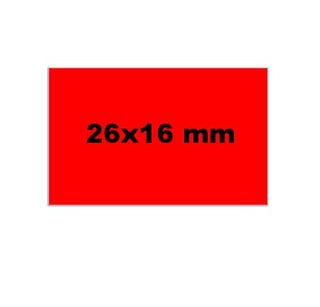 2616015 Etiket 26x16 fluor rood rechthoekig afneembaar 6 rol a 1000s