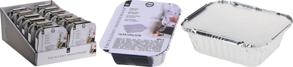 DV5300080 EH Aluminium ovenschaaltje met deksel 14,5x12x4,5cm 8 stuks