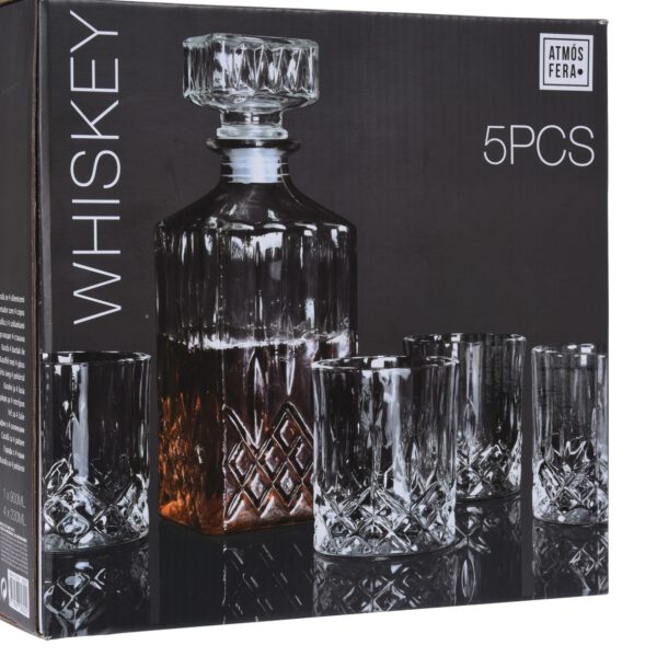 YE7300760 Whiskeyset fles 900ml met dop en 4 glazen