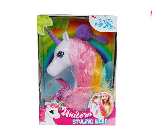 Unicorn styling hoofd 20cm met accessoires