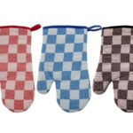 Ovenwant 17x28cm katoen ruit rd/bl/zw