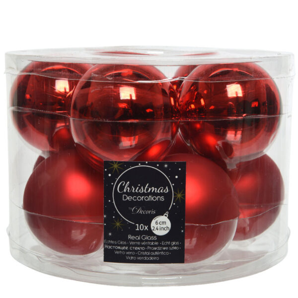 Kerstbal Glas 6.00cm 10 stuks - Rood