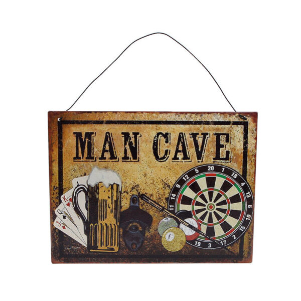 Wandversiering "Man cave" metaal 20x15cm