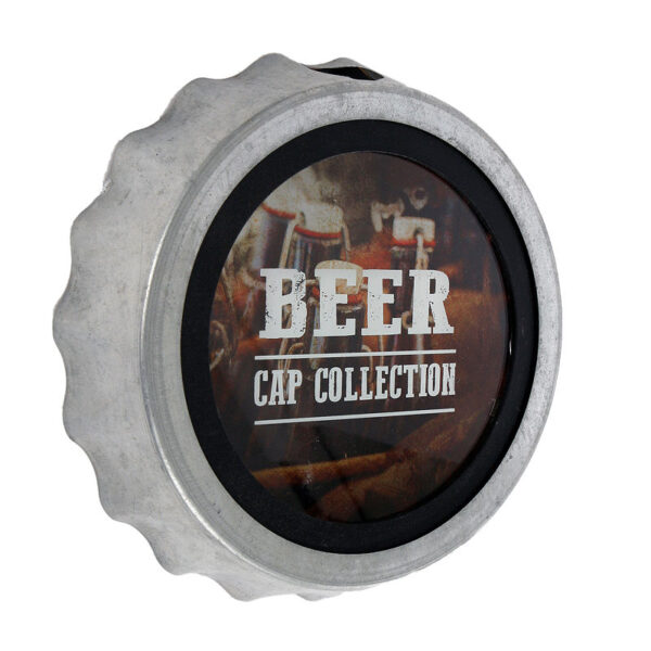 Wandversiering "Beer cap collection" metaal 24x24x5cm