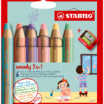STABILO woody Arty etui 6 stuks + puntenslijper