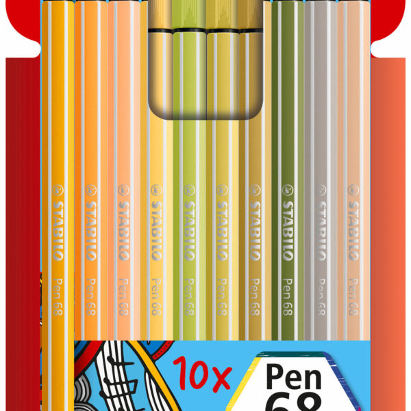 STABILO Pen 68 etui 10 stuks (nieuwe kleuren)