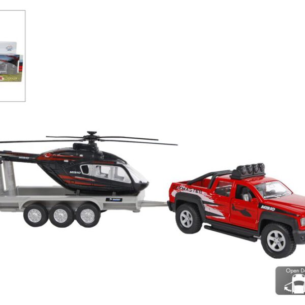 Kids Globe Die Cast terreinwagen met helikopter 35cm