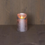 LED Kaars rustiek incl. timer - 7.50x15.00cm - Zilver