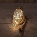 Denneappel glas goud 20cm aan 60cm touw 15 LEDS warmwit