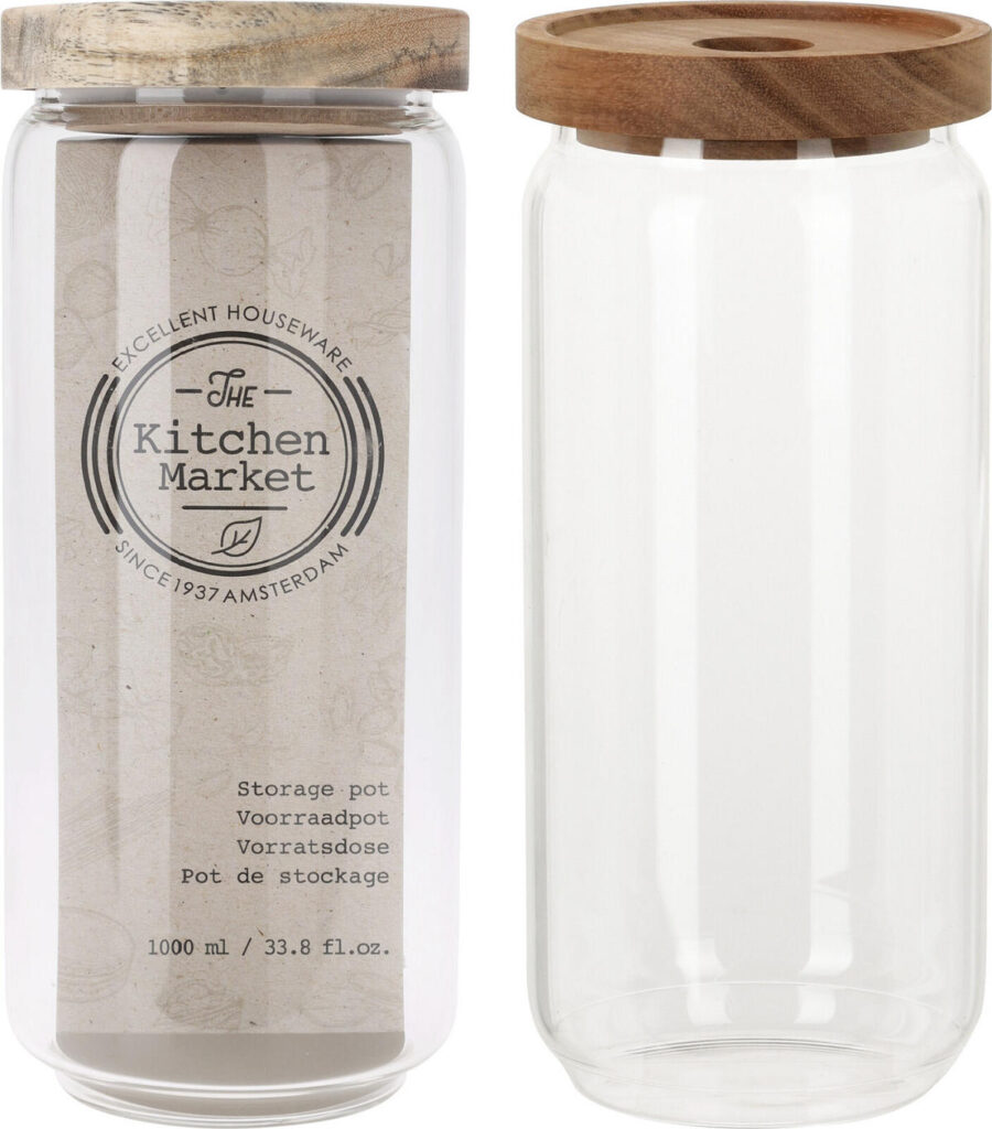 action voorraadpot glas acacia