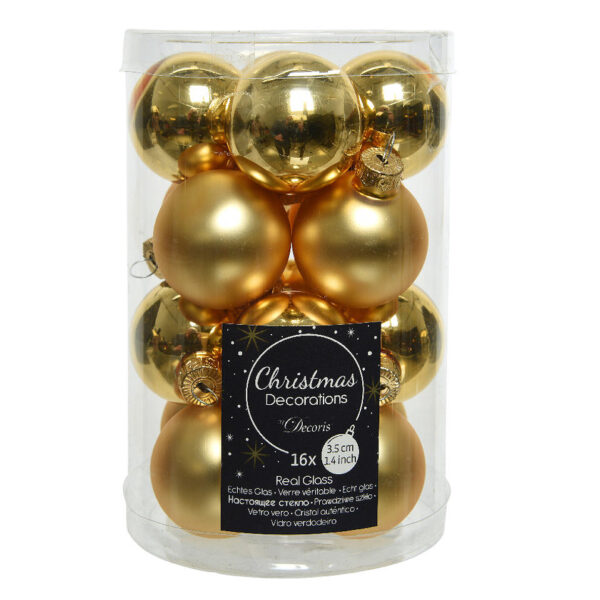 Kerstbal Glas 3.50cm 16 stuks - Goud