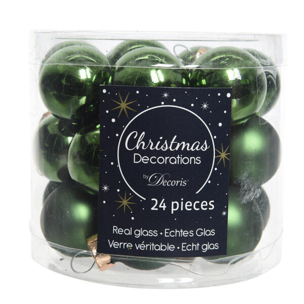 Kerstbal Glas 2.50cm 24 stuks - Groen