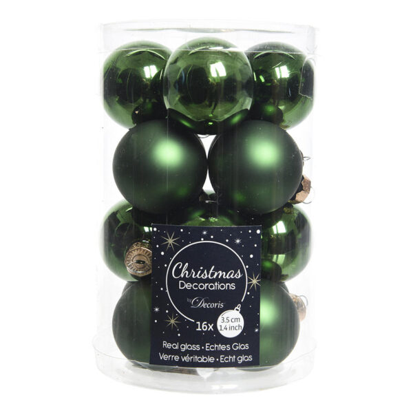 Kerstbal Glas 3.50cm 16 stuks - Groen