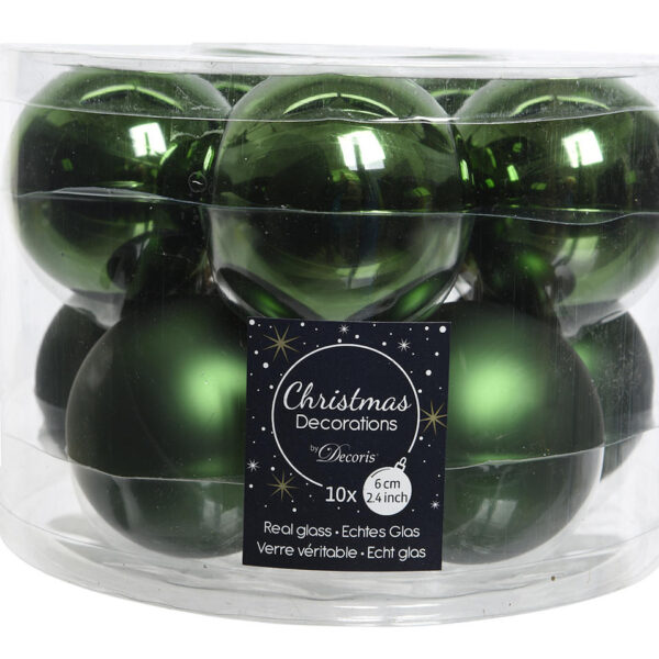 Kerstbal Glas 6.00cm 10 stuks - Groen