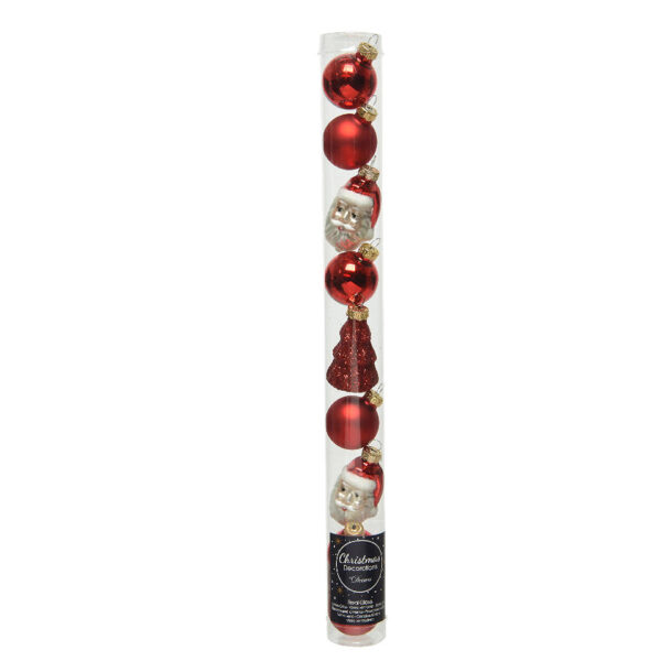 Kerstbal Glas Figuren 9 stuks - Rood