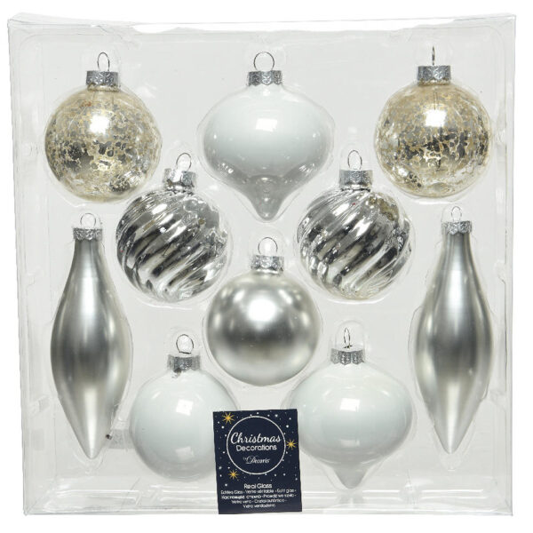 Kerstbal Glas set 10 stuks - Zilver