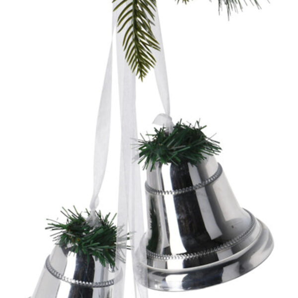 Dezo Kerstbellen met Dennentakjes - Zilver