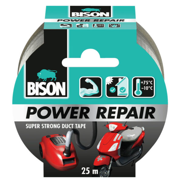 Bison Power Repair Tape grijs rol 25 meter