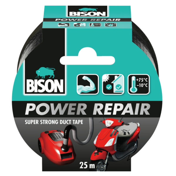 Bison Power Repair Tape zwart rol 25 meter