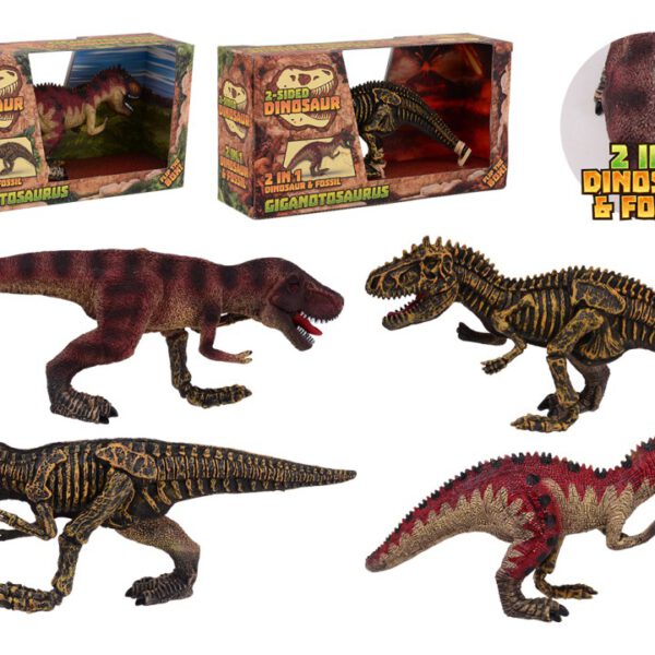Animal World Twee-zijdige dinosaurus groot in doos 2 assort