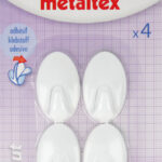 Metaltek plakhaak ovaal 4 stuks - wit