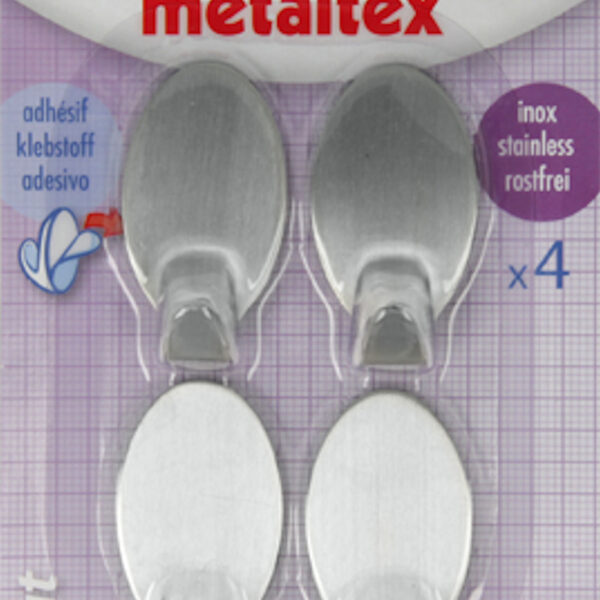 Metaltek plakhaak ovaal 4 stuks - chroom