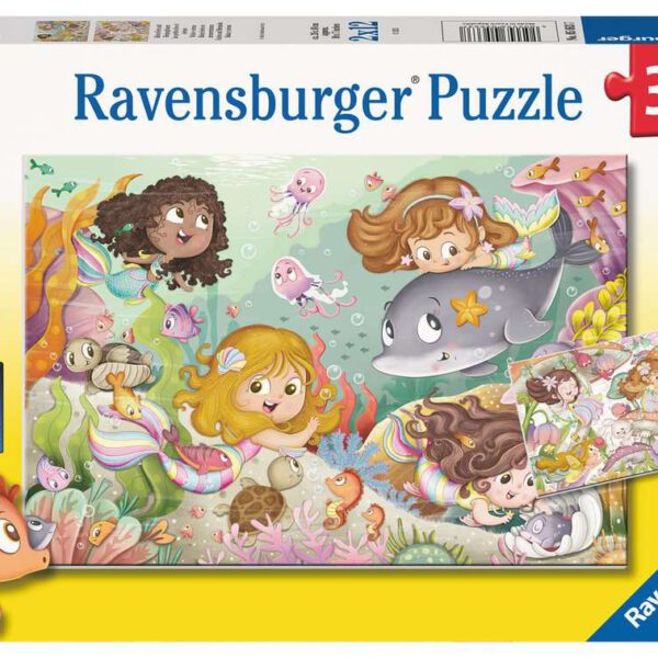 Puzzel 2x12 stukjes Kleine feeen en zeemeerminnen