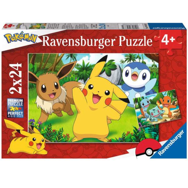 Puzzel 2x24 stukjes Pokemon Pikachu en zijn vrienden
