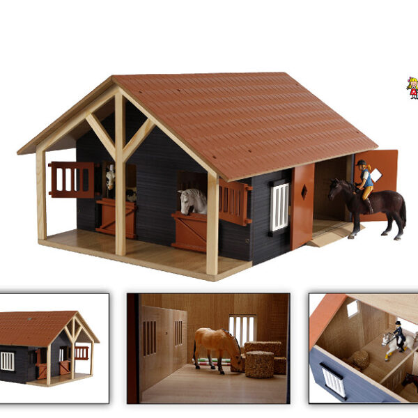 Kids Globe Paardenstal met 2 boxen en berging 51x40,5x27,5cm