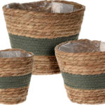 Bloempot natural rope set 3 stuks - donker groen