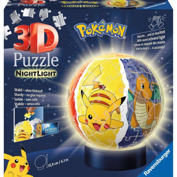 Puzzelbal 72 stukjes Pokemon met licht