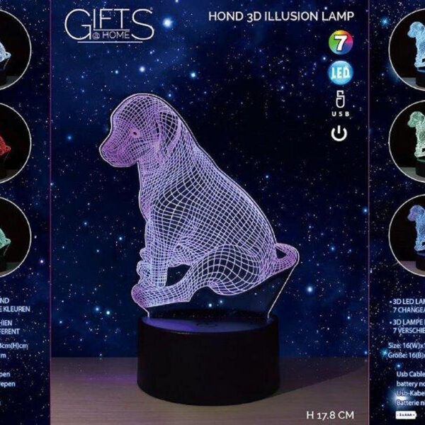 Lamp 3D LED Hond incl usb kabel